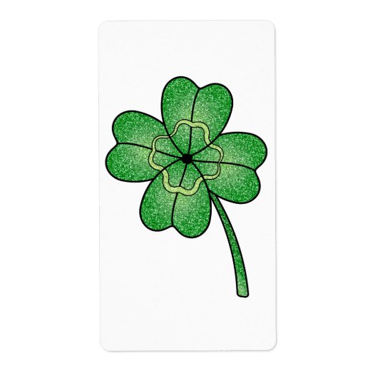Glitter Four Leaf Clover Etiket (Voorkant)