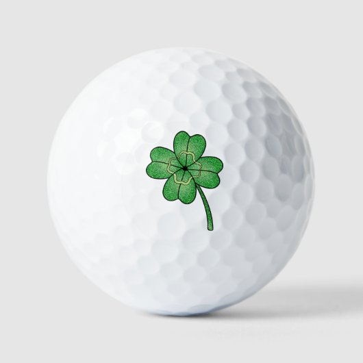 Glitter Four Leaf Clover Golfballen (Voorkant)