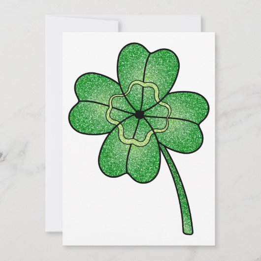 Glitter Four Leaf Clover Kaart (Voorkant)