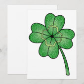 Glitter Four Leaf Clover Kaart (Voorkant / Achterkant)