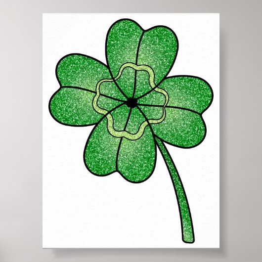 Glitter Four Leaf Clover Poster (Voorkant)