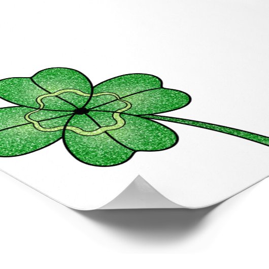 Glitter Four Leaf Clover Poster (Hoek)