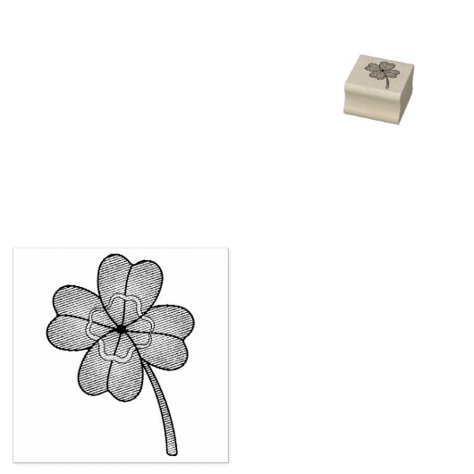 Glitter Four Leaf Clover Rubberstempel (Gestempeld)