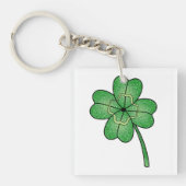 Glitter Four Leaf Clover Sleutelhanger (Voorkant)