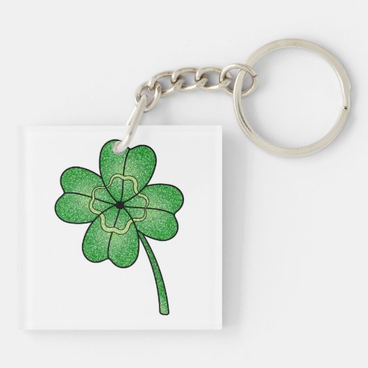 Glitter Four Leaf Clover Sleutelhanger (Achterkant)