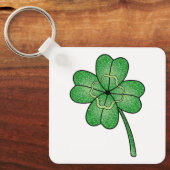 Glitter Four Leaf Clover Sleutelhanger (Voorkant)