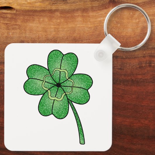 Glitter Four Leaf Clover Sleutelhanger (Achterkant)
