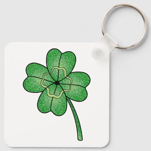 Glitter Four Leaf Clover Sleutelhanger (Achterkant)