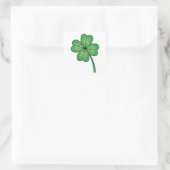 Glitter Four Leaf Clover Vierkante Sticker (Tas)