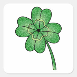 Glitter Four Leaf Clover Vierkante Sticker