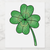 Glitter Four Leaf Clover Wijn Etiket (Enkel label)