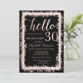 Glitter Frame Roze Goud 30e Verjaardagsfeestje Kaart (Staand voorkant)