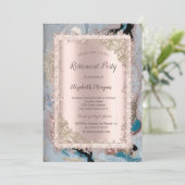 Glitter Frame,Roze Goud,Marmeren Pensioen  Kaart (Staand voorkant)