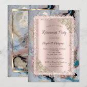Glitter Frame,Roze Goud,Marmeren Pensioen  Kaart (Voorkant / Achterkant)