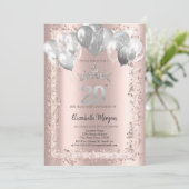 Glitter Frame,Silver Crown,Balloons 20th Birthday Kaart (Staand voorkant)