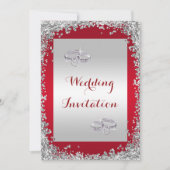 Glitter Framed & Diamond Wedding Ring Wedding Kaart (Voorkant)