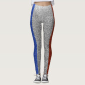 Glitter French Flag Paris France Mode Stylish Leggings (Voorkant)