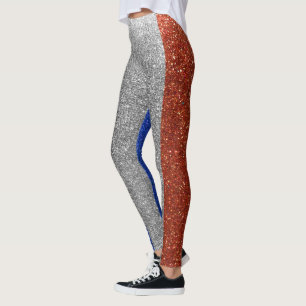 Glitter French Flag Paris France Mode Stylish Leggings