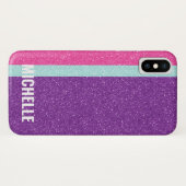 Glitter Fuchsia Aqua Paars| Girly Lady Boss Case-Mate iPhone Case (Achterkant (horizontaal))