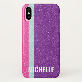 Glitter Fuchsia Aqua Paars| Girly Lady Boss Case-Mate iPhone Case