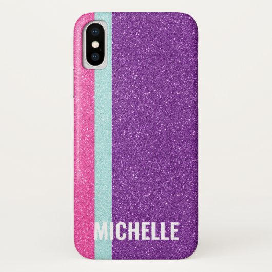 Glitter Fuchsia Aqua Paars| Girly Lady Boss Case-Mate iPhone Case (Achterkant)