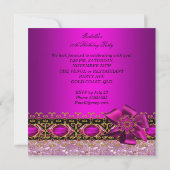 Glitter Fuchsia Pink Jewel Birthday Party 2 Kaart (Achterkant)