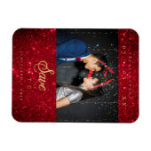Glitter Fun Foto met kerstcadeau Whimsical Font Magneet (Horizontaal)