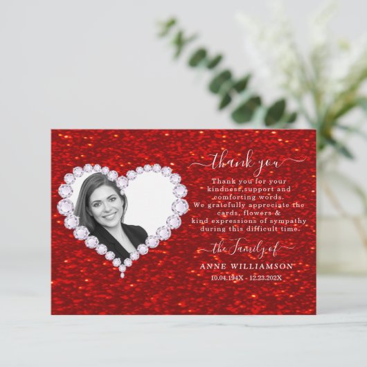 Glitter Funeral Hartelijk dank Bedankkaart (Staand voorkant)