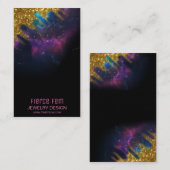 Glitter Galaxy Black en Gold Jewelry Packaging Visitekaartje (Voorkant / Achterkant)