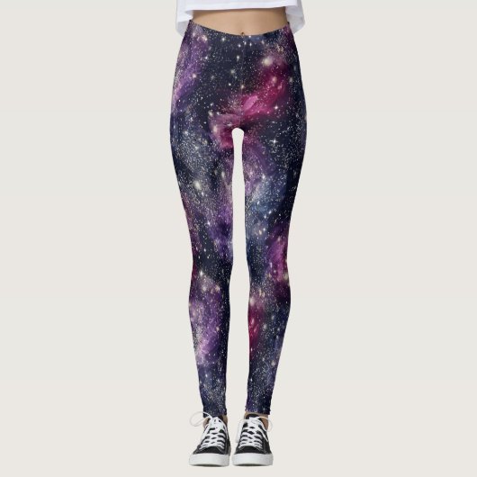 Glitter Galaxy Pattern – Cosmic Sparkle Space  Leggings (Voorkant)