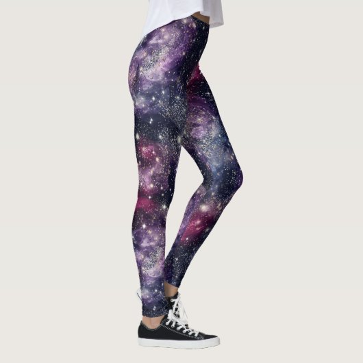 Glitter Galaxy Pattern – Cosmic Sparkle Space  Leggings (Rechts)