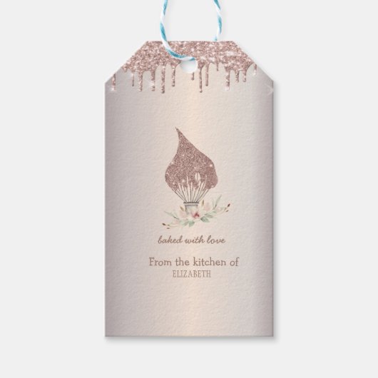 Glitter Garde Rose Goud Glitter Drips Bakkerij    Cadeaulabel (Voorkant)