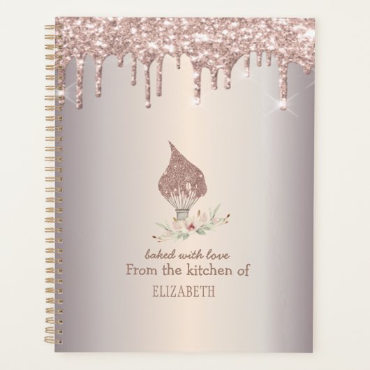 Glitter Garde Rose Goud Glitter Drips Bakkerij Planner (Voorkant)