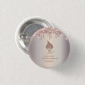 Glitter Garde Rose Goud Glitter Drips Bakkerij    Ronde Button 3,2 Cm (Voorkant /achterkant)