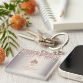 Glitter Garde Rose Goud Glitter Drips Bakkerij Sleutelhanger (Voorkant Rechts)