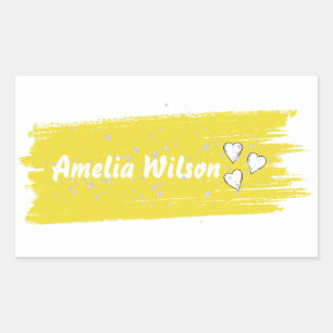Glitter geel aangepaste Lange naam Rechthoekige Sticker