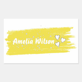 Glitter geel aangepaste Lange naam Rechthoekige Sticker