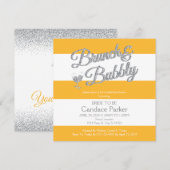 Glitter, Gele Bruids Douche Uitnodigingen (Voorkant / Achterkant)