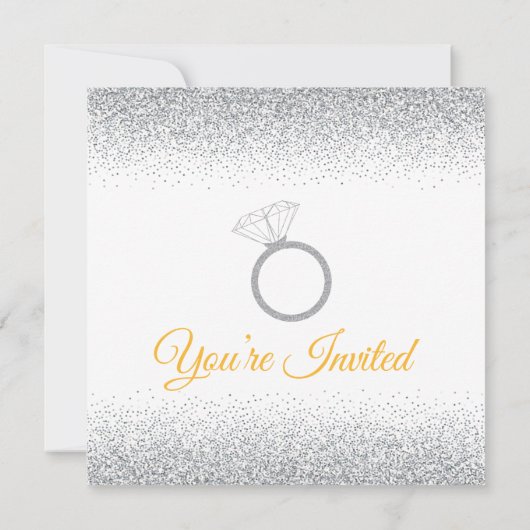 Glitter, Gele Bruids Douche Uitnodigingen (Achterkant)