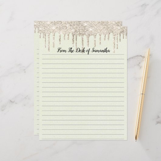 Glitter-gelinkt Briefpapier op maat (Voorkant / Achterkant in situ)