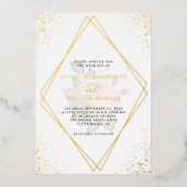 Glitter Geometric Lijst Modern Weddenschap Folie Uitnodiging (Voorkant)