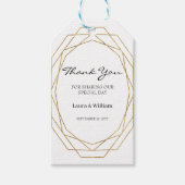 Glitter geometrische moderne bruiloft gunst dank u cadeaulabel (Voorkant)