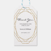 Glitter geometrische moderne bruiloft gunst dank u cadeaulabel (Achterkant)