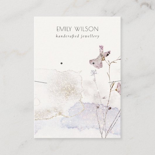 Glitter geperste bloemen Ketting oorbel display Visitekaartje (Voorkant)