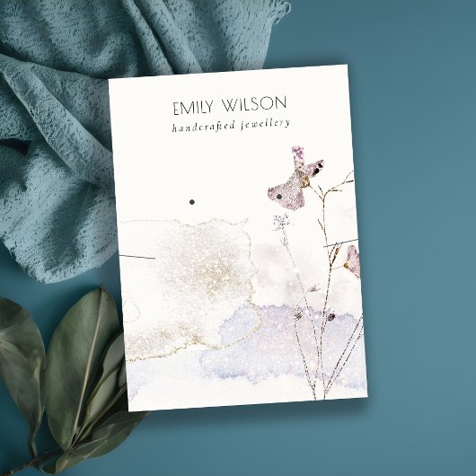 Glitter geperste bloemen Ketting oorbel display Visitekaartje