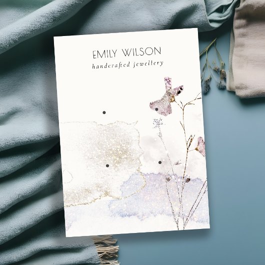 Glitter geperste bloemen oorbellen 2 Stud Display Visitekaartje