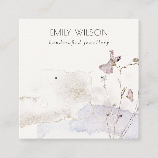 Glitter geperste bloemen oorbellen Stud Display Vierkante Visitekaartje (Voorkant)