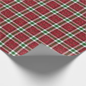 Glitter geruite kerst inpakpapier (Hoek)