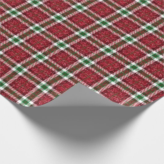 Glitter geruite kerst inpakpapier (Hoek)