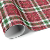 Glitter geruite kerst inpakpapier (Rol Hoek)